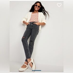 NWT‎ Old Navy Girls Distressed Extra High Rise Rockstar Jegging Black Size 16